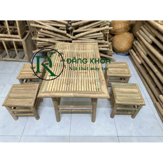 BỘ BÀN GHẾ TRE CHÂN ĐỨNG(55 x 90 cao55)+4 GHẾ ĐÔN