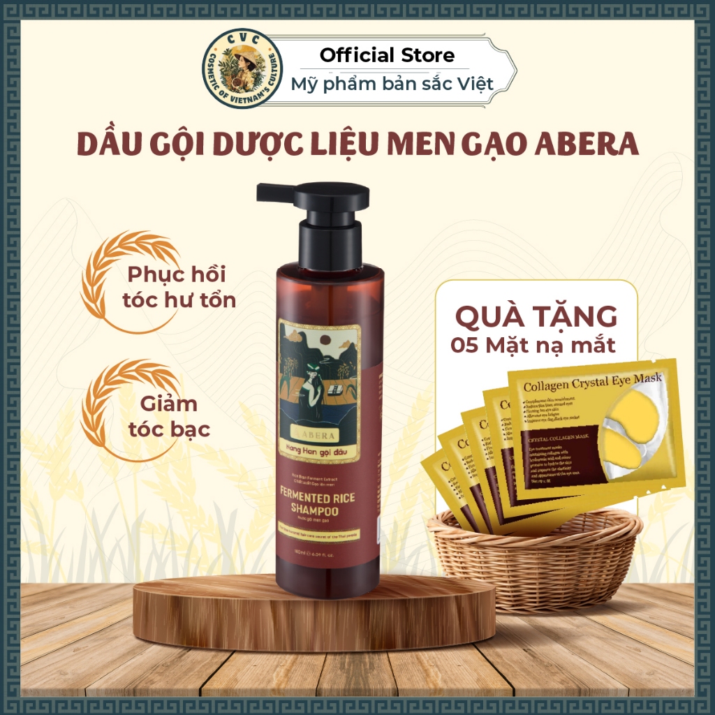 Dầu Gội Dược Liệu Men Gạo Abera 170ml- Chống Rụng Tóc, Giảm Tóc Bạc, Không Sinicon, Nuôi Dưỡng Tóc