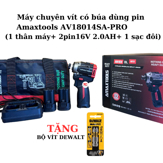 Máy chuyên vít có búa dùng pin Amaxtools AV18014SA-PRO Chính hãng, Bảo hành 6 tháng | HÙNG CƯỜNG TOO