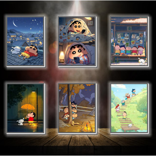  Tranh đèn led 3D đổi màu Shin-Cậu bé bút chì - Tranh đèn led 3D ANIME trang trí bàn làm việc đèn ngủ 