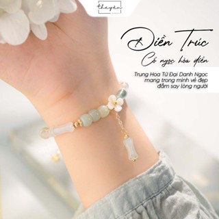 Vòng tay Điền Trúc chất liệu Ngọc Hòa Điền Thu Hút Vượng Khí Mang Lại May Mắn, Bình An