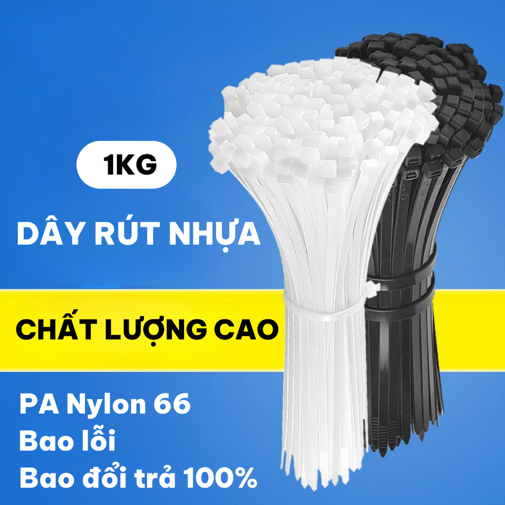   1KG  Dây rút nhựa dây thít nhựa đầy đủ kích thước Chất lượng cao đóng gói 1kg tiết kiệm hơn 