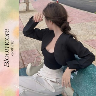 Áo Khoác Blazer Lửng Công Sở, Áo Khoác Croptop Nữ Tay Dài Thanh Lịch