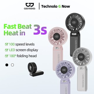 Quạt gấp 180° im lặng GOOJODOQ siêu gió điều chỉnh 100 cấp độ, mini quạt di động, màn hình nguồn LED