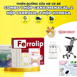 Combo 1 hộp Canxi Menacal, 2 hộp sắt bầu Ferrolip, 2 hộp DHA Hymega