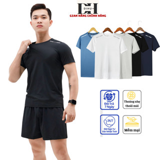 Áo thun nam cổ tròn DIHU, phông nam vải thông hơi lỗ kim thoáng khí thấm hút mồ hôi có giãn 4 chiều
