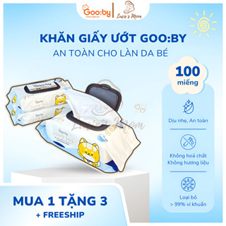 [MUA 1 TẶNG 3] Thùng Khăn Ướt Gooby Premium 9 Gói 100 Tờ Tặng 3 Gói 60 tờ Không Cồn, Không Hoá Chất