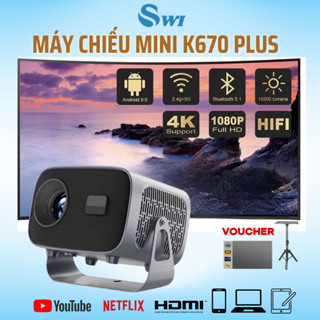 Máy Chiếu Mini K670 SWI Siêu Nét Hỗ Trợ 4K, Độ Sáng Cao, Xoay 360°,Chiếu Mọi Góc Độ, BH 24 Tháng