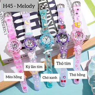 ĐỒNG HỒ CÓ ĐÈN PHÁT SÁNG CHO BÉ TRAI BÉ GÁI LABUBU KUROMI NGƯỜI NHỆN ELSA CAPYBARA