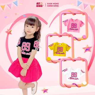 [Mẫu Mới] Áo Croptop Bé Gái ATOKIDS - Áo Thun In Số Năng Động, Đủ Màu Cho Bé Từ 10-35kg - Mã AT177
