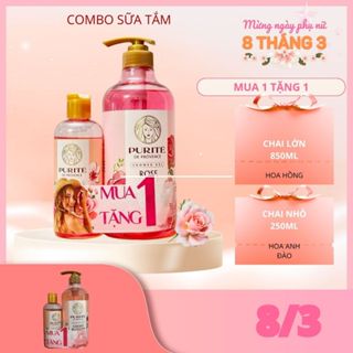  Combo sữa tắm Purte Hoa Hồng Hoa Anh Đào & Lily 850ml + sữa tắm Purite 250ml 