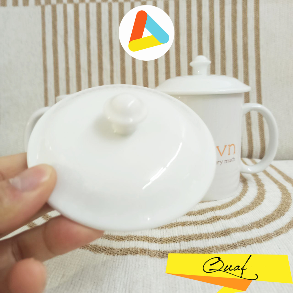 Nắp cốc sứ trắng Bát Tràng