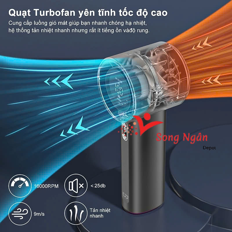 Quạt cầm tay tích điện 4000 mah có màn hình hiển thị với 100 tốc độ gió có thể điều chỉnh mát lạnh | BigBuy360 - bigbuy360.vn