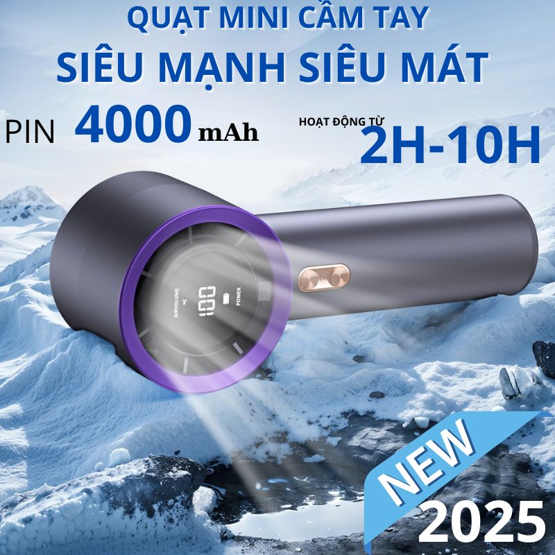 Quạt cầm tay tích điện 4000 mah có màn hình hiển thị với 100 tốc độ gió có thể điều chỉnh mát lạnh | BigBuy360 - bigbuy360.vn