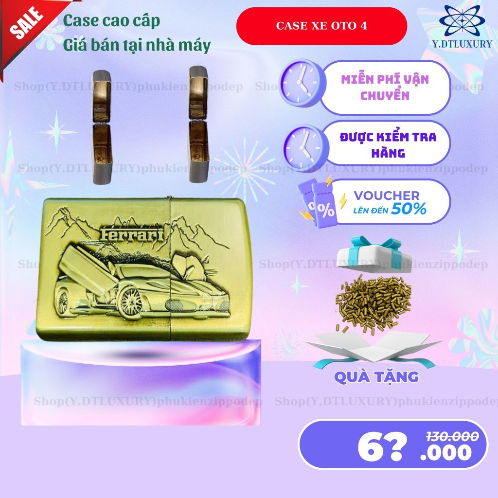 Case Zippo độc lạ, mẫu Xe vỏ đồng thau,  tặng 5 đá zippo (YOT4)