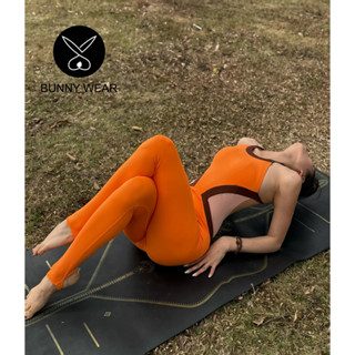 Jumpsuit thể thao -  bộ liền thân tập yoga, gym, dance cam phối viền nâu BN0157
