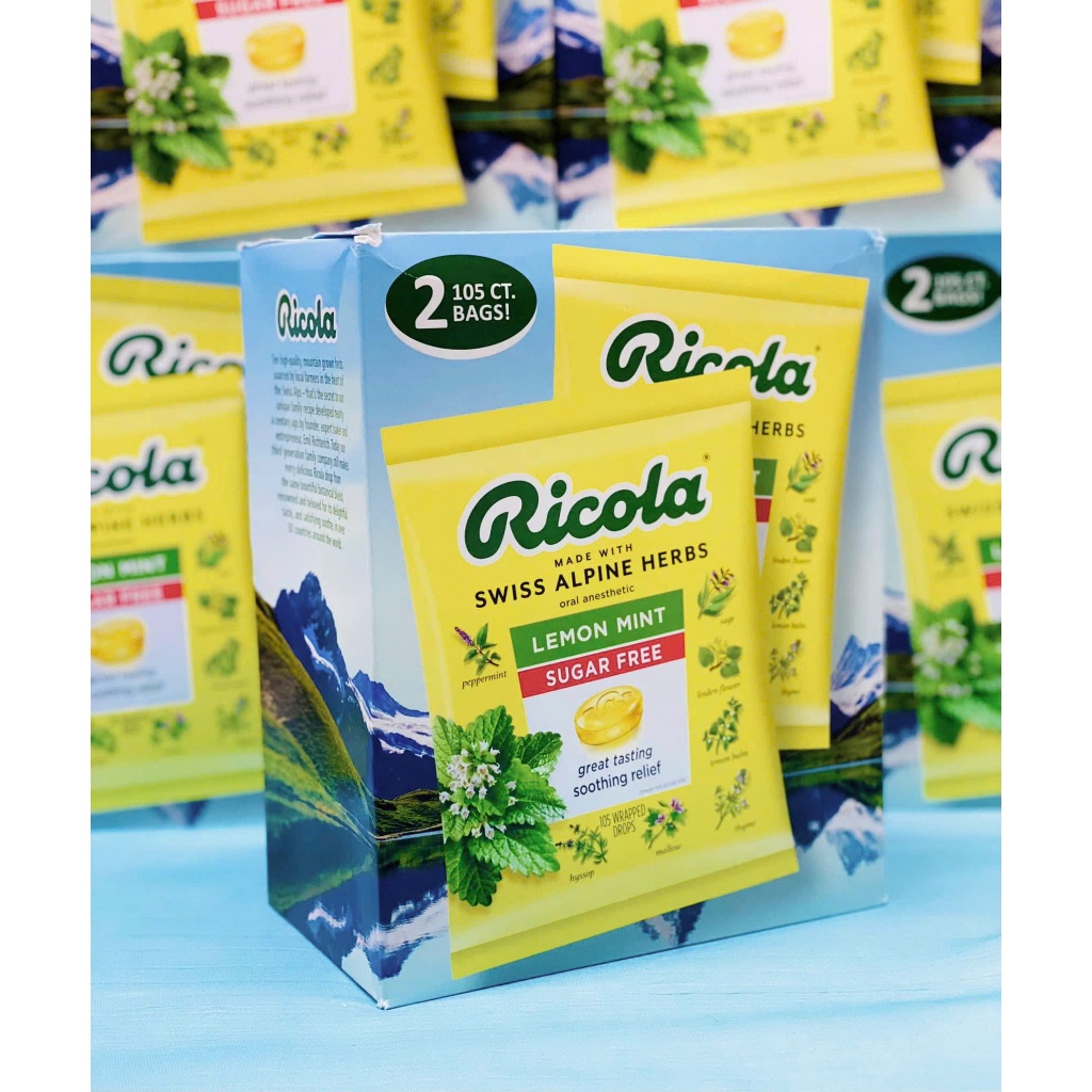 Kẹo RICOLA LEMONMINT ngậm ho không đường 105 viên