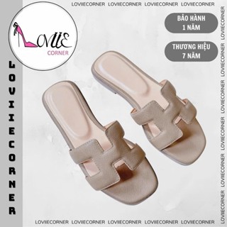 LOVIIECORNER DÉP LÊ NỮ - DÉP NŨ THỜI TRANG CHỮ H ĐÉ BỆT CHẤT DA XỊN D190660