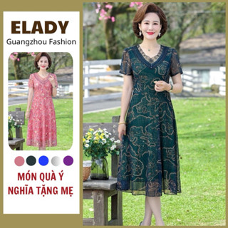 Đầm trung niên 💖Hàng Quảng Châu 💖 AD1081 Váy trung niên cho mẹ sang trọng, chất vải von 2 lớp co giãn - Elady shop