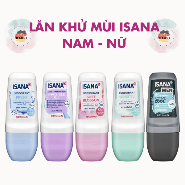 Lăn Khử Mùi ISANA Soft Blossom Lăn Nách Cho Nữ Hương Hoa Đào Thơm Thoáng Khô