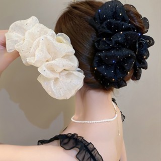  Kẹp tóc cỡ lớn voan đa tầng kim tuyến bling bling sang trọng phụ kiện tóc đi tiệc cho nữ 