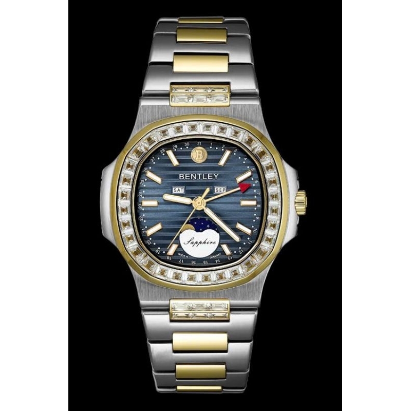[Chính Hãng 100%] Đồng Hồ Nam Bentley BL2340 (2340) Máy Quartz (Pin) Kính Sapphiare Mặt Vuông Viền Đ