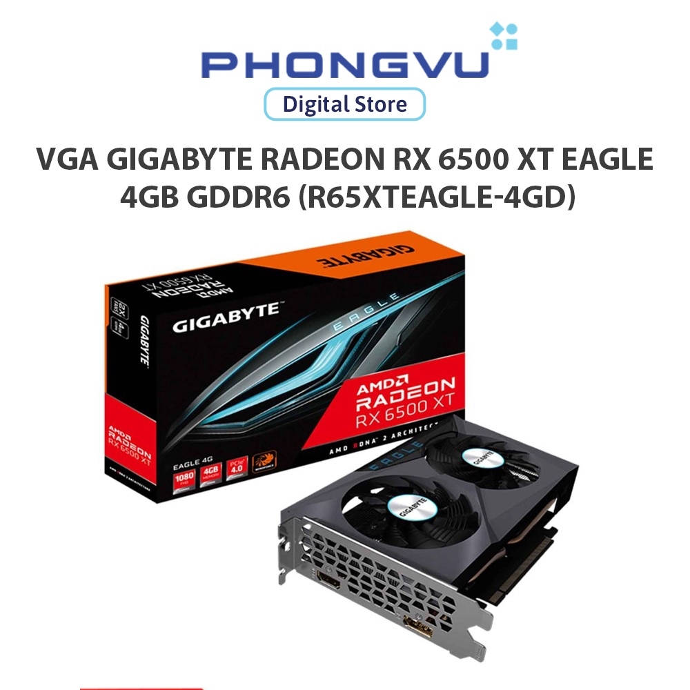 Card màn hình GIGABYTE Radeon RX 6500 XT EAGLE 4GB GDDR6 4GB GDDR6 (R65XTEAGLE-4GD) - Bảo hành 36 th