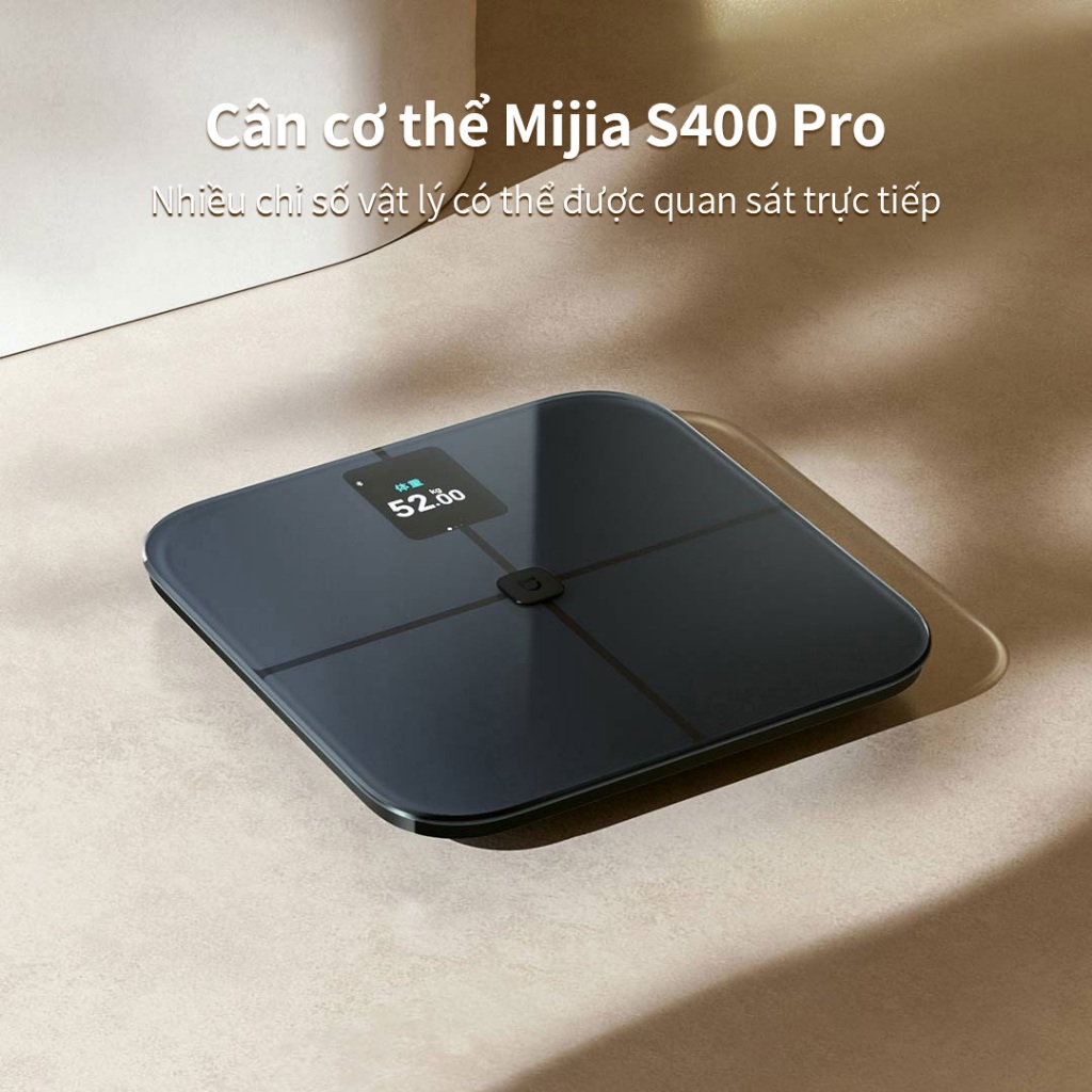 Cân mỡ MIJIA S400 Pro – Phân tích 25 chỉ số, sạc USB, Bluetooth, hỗ trợ ăn uống & tập luyện