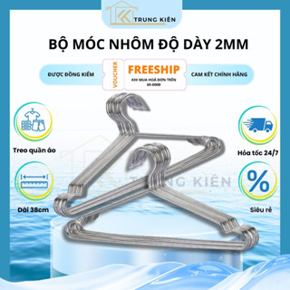 Combo 50 Móc Nhôm Người Lớn Dày 2mm, Móc Nhựa Treo Quần Áo Chống Trượt, Móc Nhôm Treo Quần Áo Người Lớn Và Trẻ Em