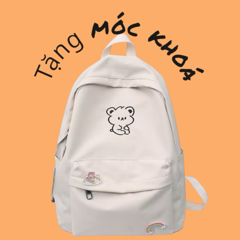 Balo vải bố hình gấu chống thấm nước, nam nữ đi học, phom nhỏ cho tiểu học