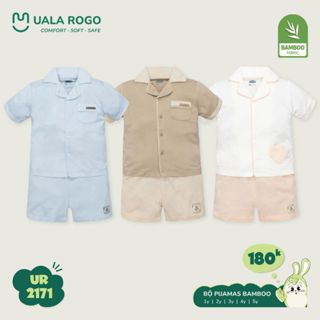  Bộ Pijama cho bé Ualarogo cộc tay cúc bấm 1-5 tuổi vải Sợi tre Bamboo mềm mại co giãn 2171 