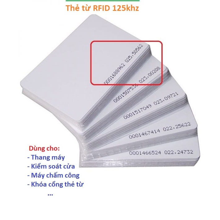 Thẻ Từ RFID Tần Số 125Khz Màu Trắng dành cho máy chấm công, khóa cửa, thẻ thang máy