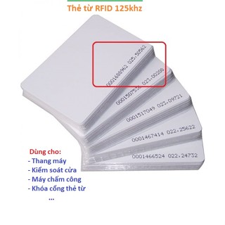 Thẻ Từ RFID Tần Số 125Khz Màu Trắng dành cho máy chấm công, khóa cửa, thẻ thang máy