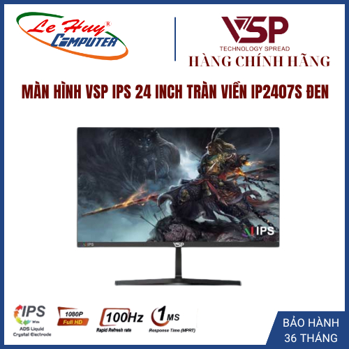 Màn hình VSP IP2407S 23.8 inch (IPS - FHD - 100Hz - 5ms - VGA - HDMI) tràn viền - Hàng chính hãng
