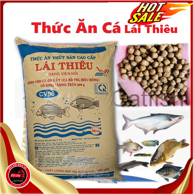 1Kg Thức ăn Cá Lái Thiêu CV06 28% Đạm Câu Cá chép,rô-Cám cá LÁI THIÊU