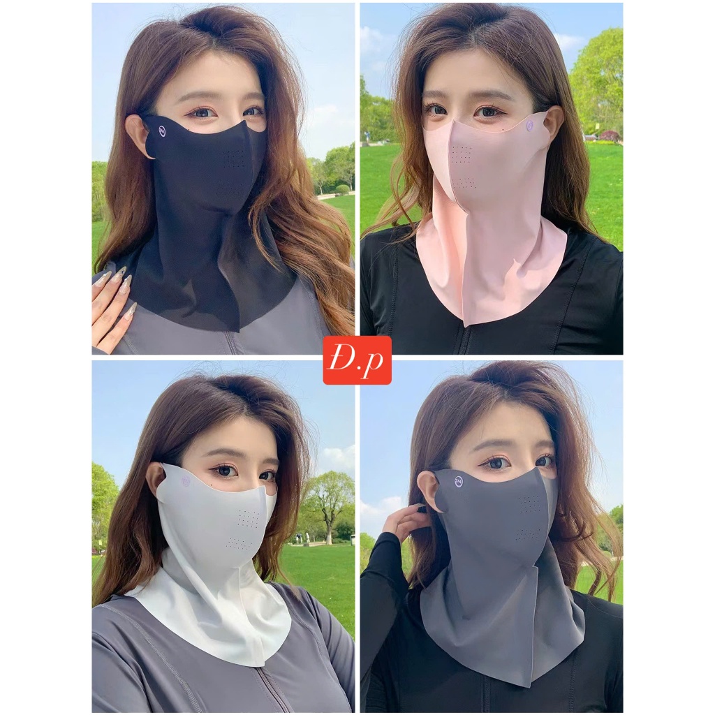 Khẩu Trang chống nắng ,  chống tia uv chất liệu vải lụa băng , che cổ liền mạch thoáng khí ba chiều