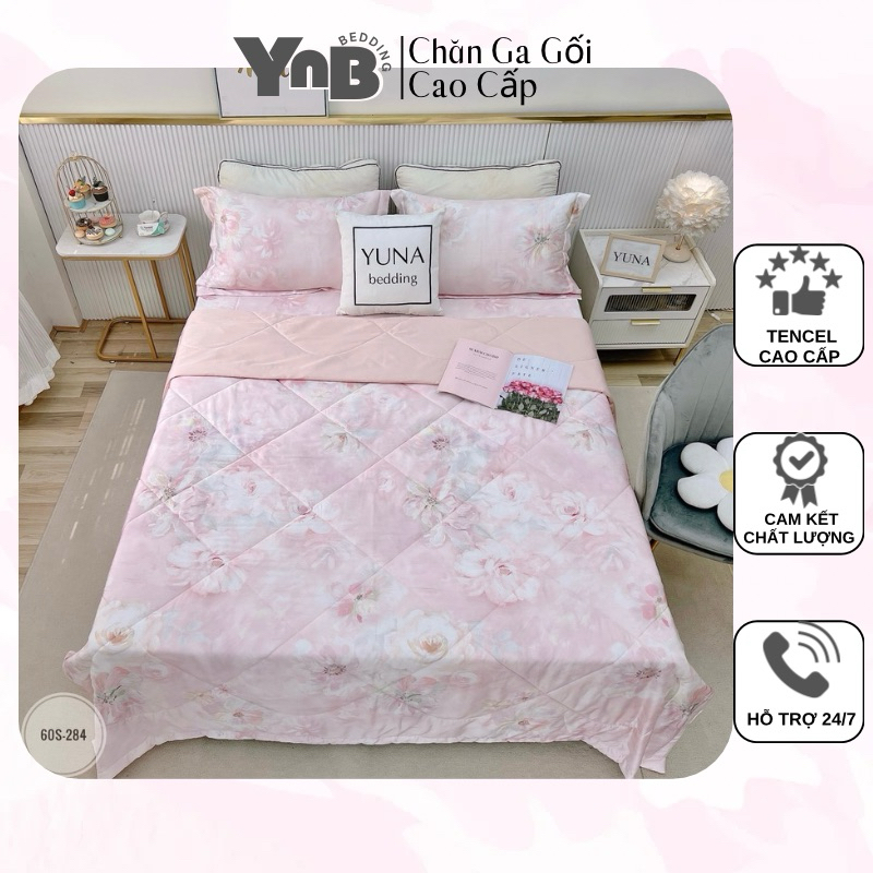 Bộ Chăn Ga Gối Lụa Tencel 60s Thoáng Mát, Mềm Mịn Sang Trọng - YnB Bedding 60S 283