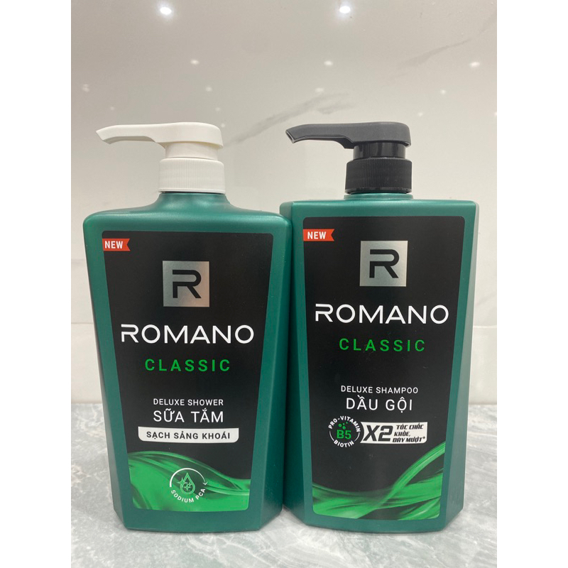 Combo tắm và gội Romano Classic 650g ( xanh lá )