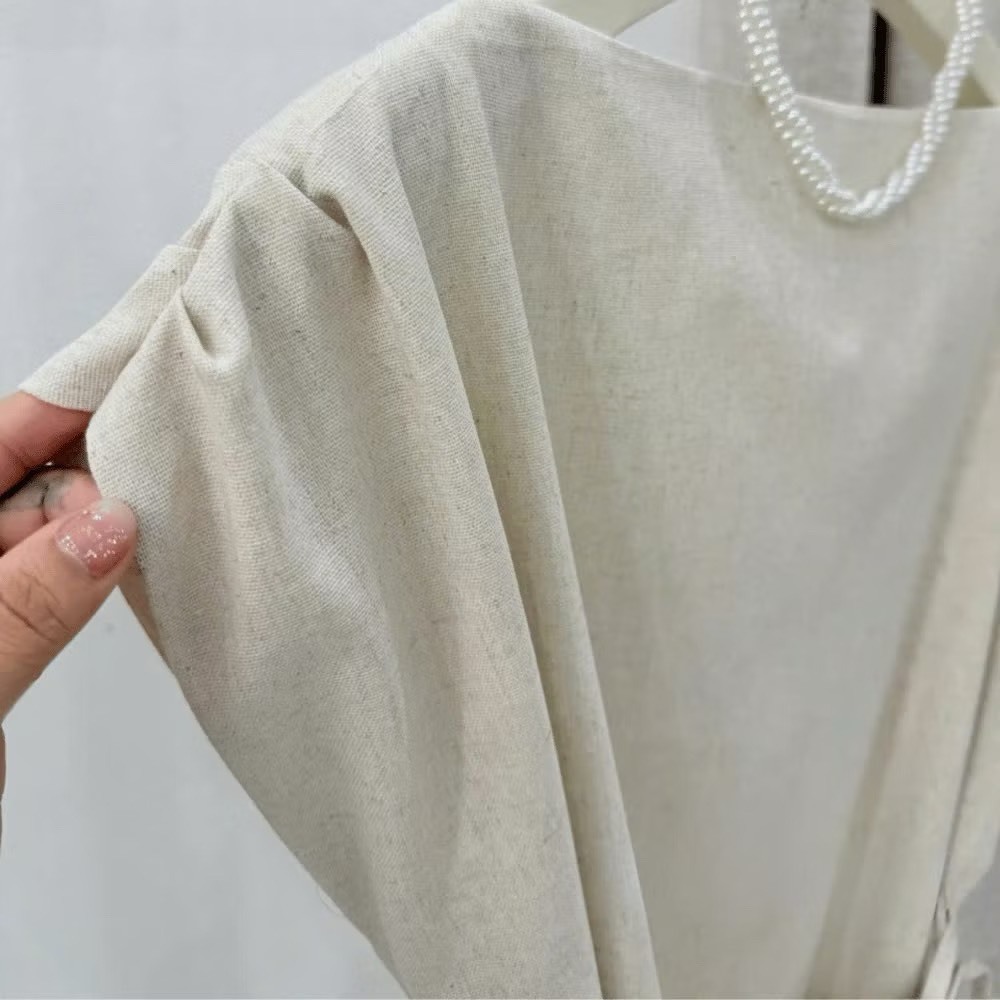 Váy Linen Cổ Thuyền Tay Hến Chiết Eo Dáng Ngắn Kèm Dây Buộc Eo Và Tag Hoa Trà Thanh Lịch (Ảnh Thật Trải Sàn) Lollaye | BigBuy360 - bigbuy360.vn