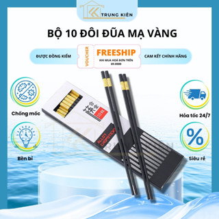 Bộ 30 Đôi Đũa Mạ Vàng 24cm Có Hộp, Đũa Nhựa Ăn Cơm Kháng Khuẩn, Chống Mốc, Chịu Nhiệt Cao