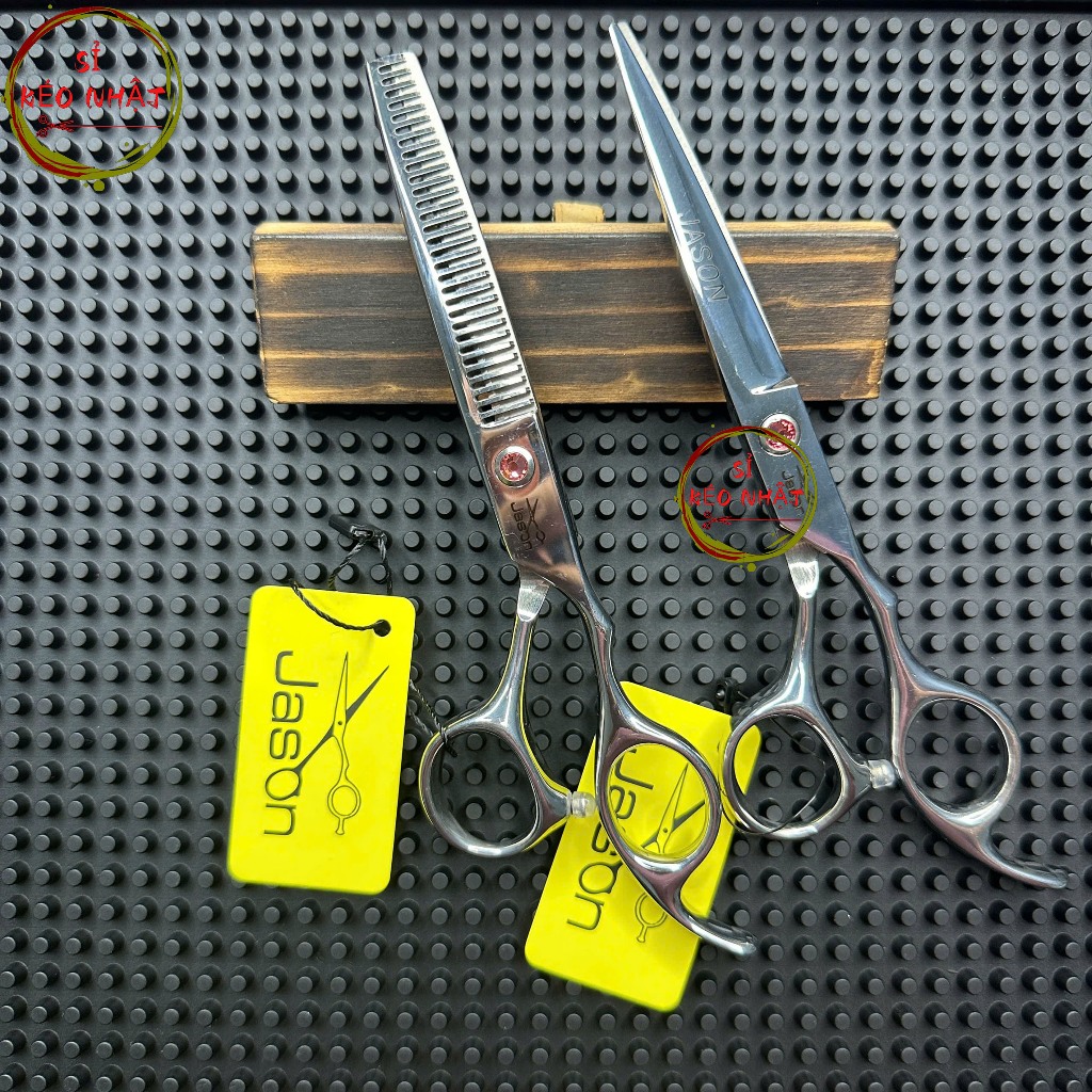 Bộ kéo cắt tóc Jason cao cấp thợ cắt tóc tin dùng thép nguyên bản JS02 [Mua 1 bộ kéo tặng kèm ví+2 lược toni&guy+c.kéo]