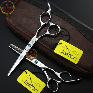 Bộ kéo cắt tóc Jason cao cấp thợ cắt tóc tin dùng thép nguyên bản JS02 [Mua 1 bộ kéo tặng kèm ví+2 lược toni&guy+c.kéo]