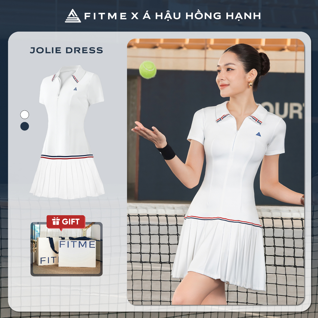 Váy tennis pickleball nữ Fitme JOLIE ES phối nơ tặng kèm quần bảo hộ, chất co giãn thoáng khí DNSP01 | BigBuy360 - bigbuy360.vn