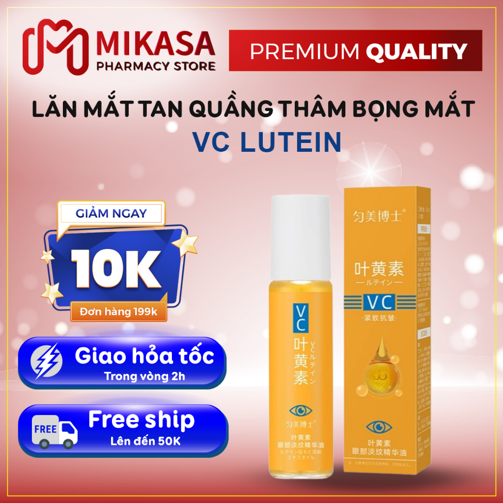 Tinh Chất Dưỡng Ẩm Xóa Nhăn Quầng Thâm Bọng Mắt VC LUTEIN - Lăn VC LUTEIN Tan Quầng Thâm Bọng Mắt, Trẻ Hóa