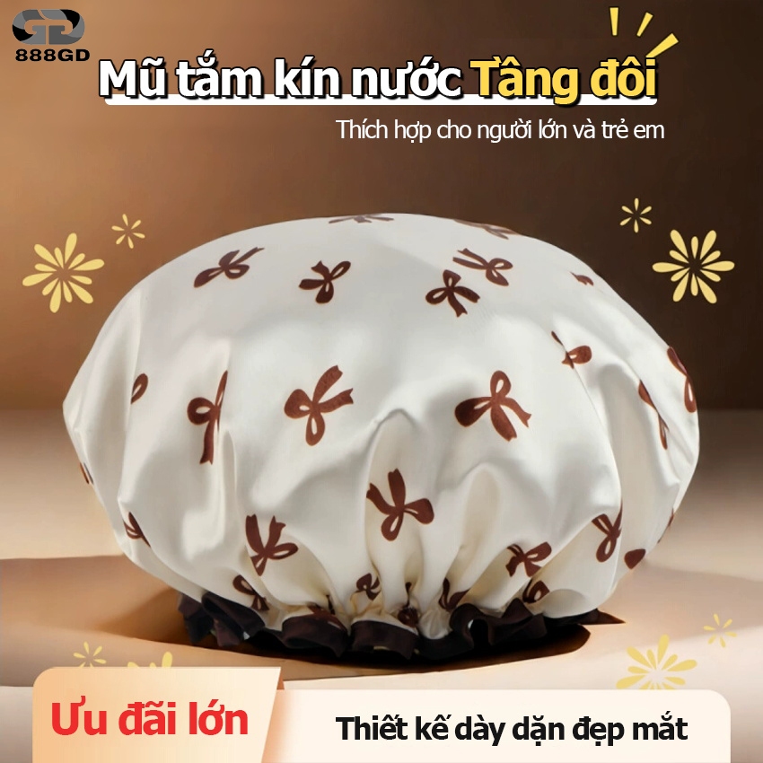 Mũ tắm trùm đầu 888GD chống nước mũ ủ tóc chùm đầu chụp tóc siêu co giãn dùng nhiều lần dày dặn bền 
