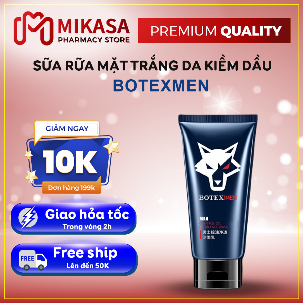 Sữa Rửa Mặt Than Tre BOTEXMEN - Sữa Rửa Mặt Dành Cho Nam BOTEXMEN Tạo Bọt Nhẹ Nhàng, Sạch Bã Nhờn, Dưỡng Ẩm, Kiềm Dầu