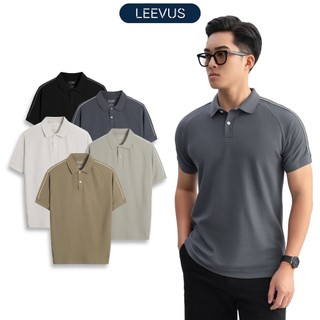   TẶNG HỘP CHO ĐƠN TỪ 499K  Áo polo nam Beehive Raglan vải cotton tổ ong phối màu neutral thanh lịch LEEVUS APL333 