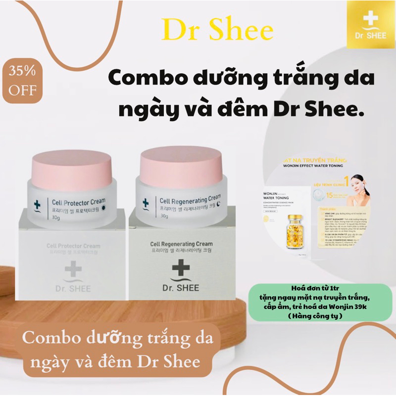 Combo dưỡng trắng da ngày và đêm Dr Shee 60g. Dưỡng trắng da, mờ thâm, nám.