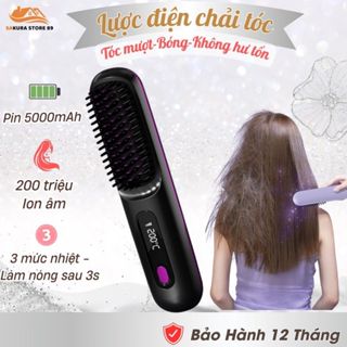  Lược điện chải tóc ion âm không dây tiện lợi chăm sóc tóc suôn mượt tạo kiểu dễ mang theo 
