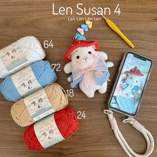 Len Susan 4 - len cotton mềm mịn chính hãng Susan Family, móc búp bê, thú bông Amigurumi